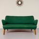 Old vintage green cocktail bean sofa from the 50s