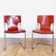 Pair of chairs in leather and chrome tube