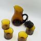 Vintage Sangria Service in Amber Glass and Wood