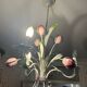 Lustre Vintage en fer forgé - Bouquet de tulipes