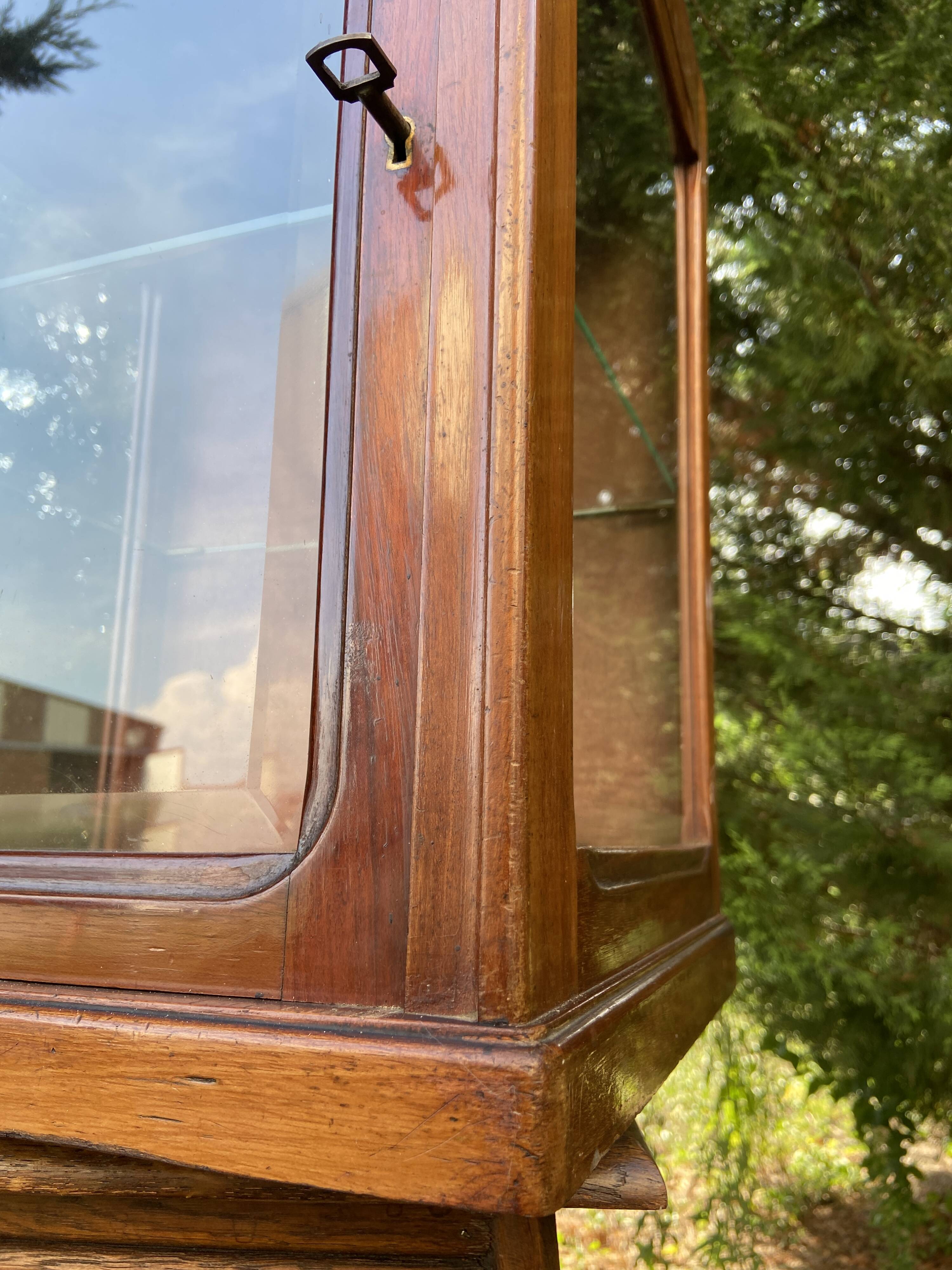 Small 1930s mahogany display cabinet, art deco apothecary cabinet