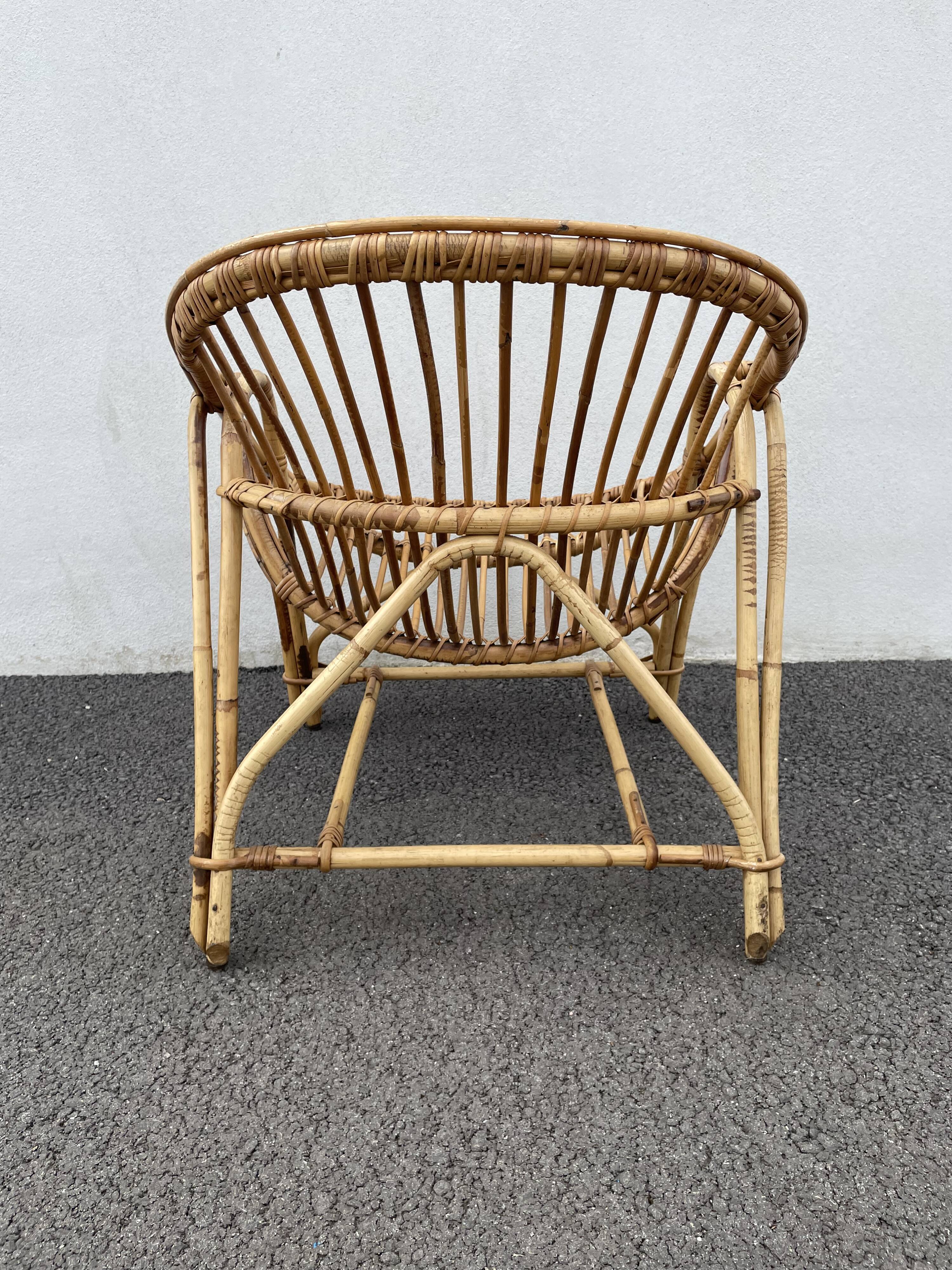Rattan basket armchair