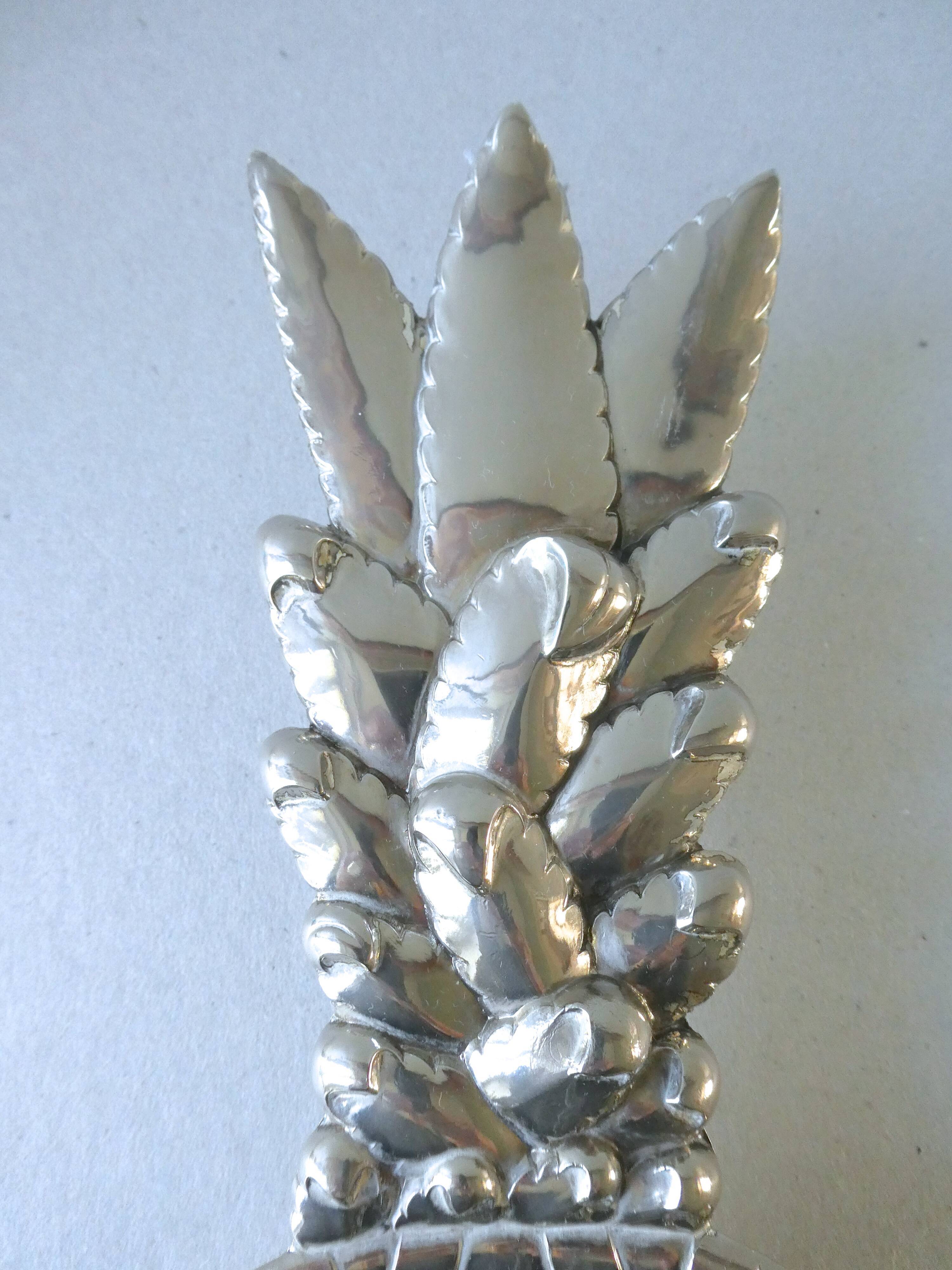 Trinket bowl in silver metal, pineapple shape, years 70