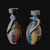 Pair of Vases with Two Rotating Handles - Flemish Pottery
