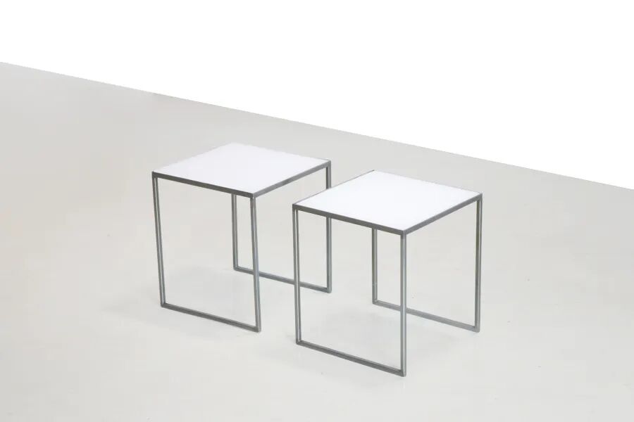 Table d'appoint danoise vintage en chrome et plexiglas