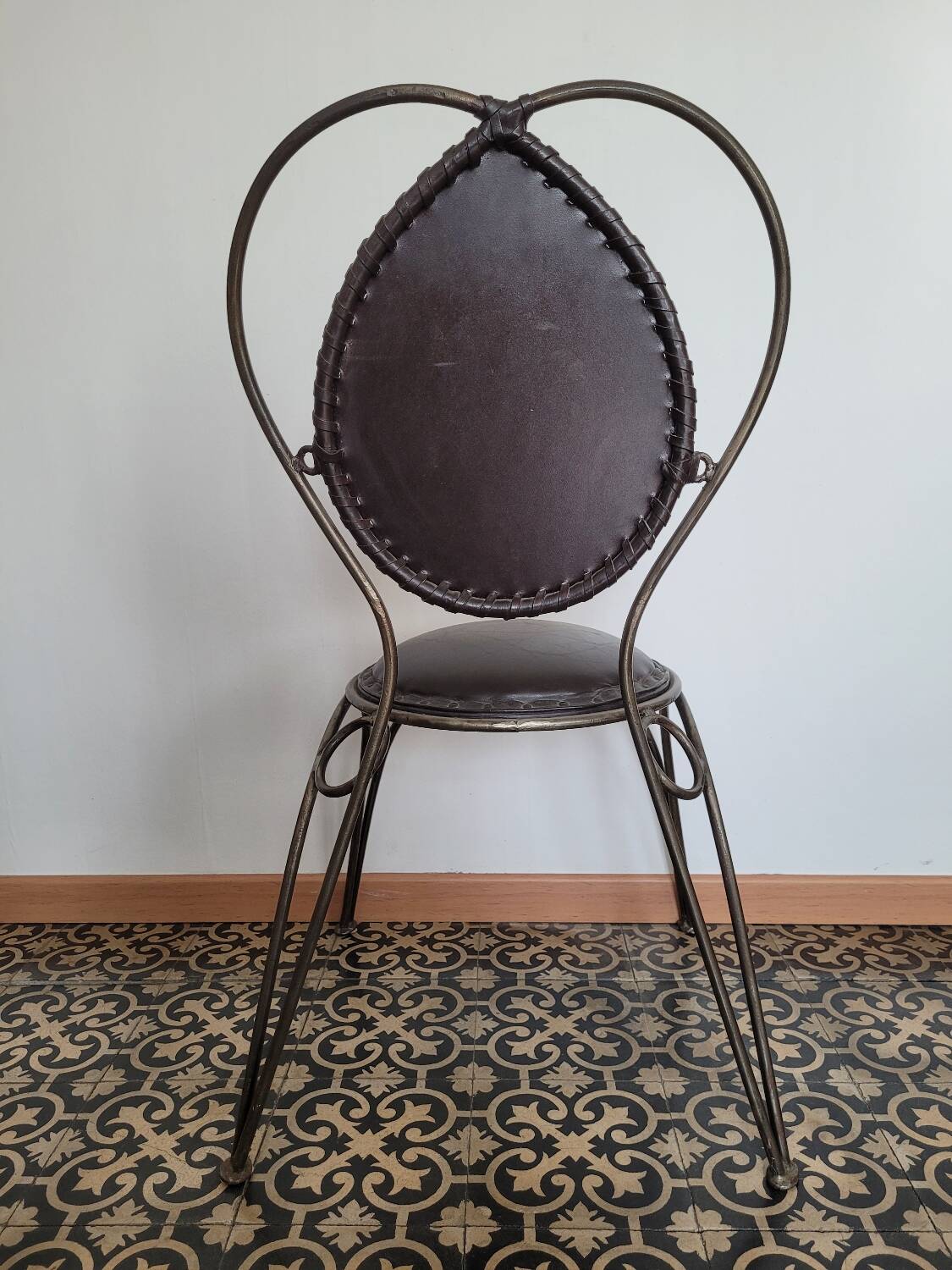 Metal and leather chair