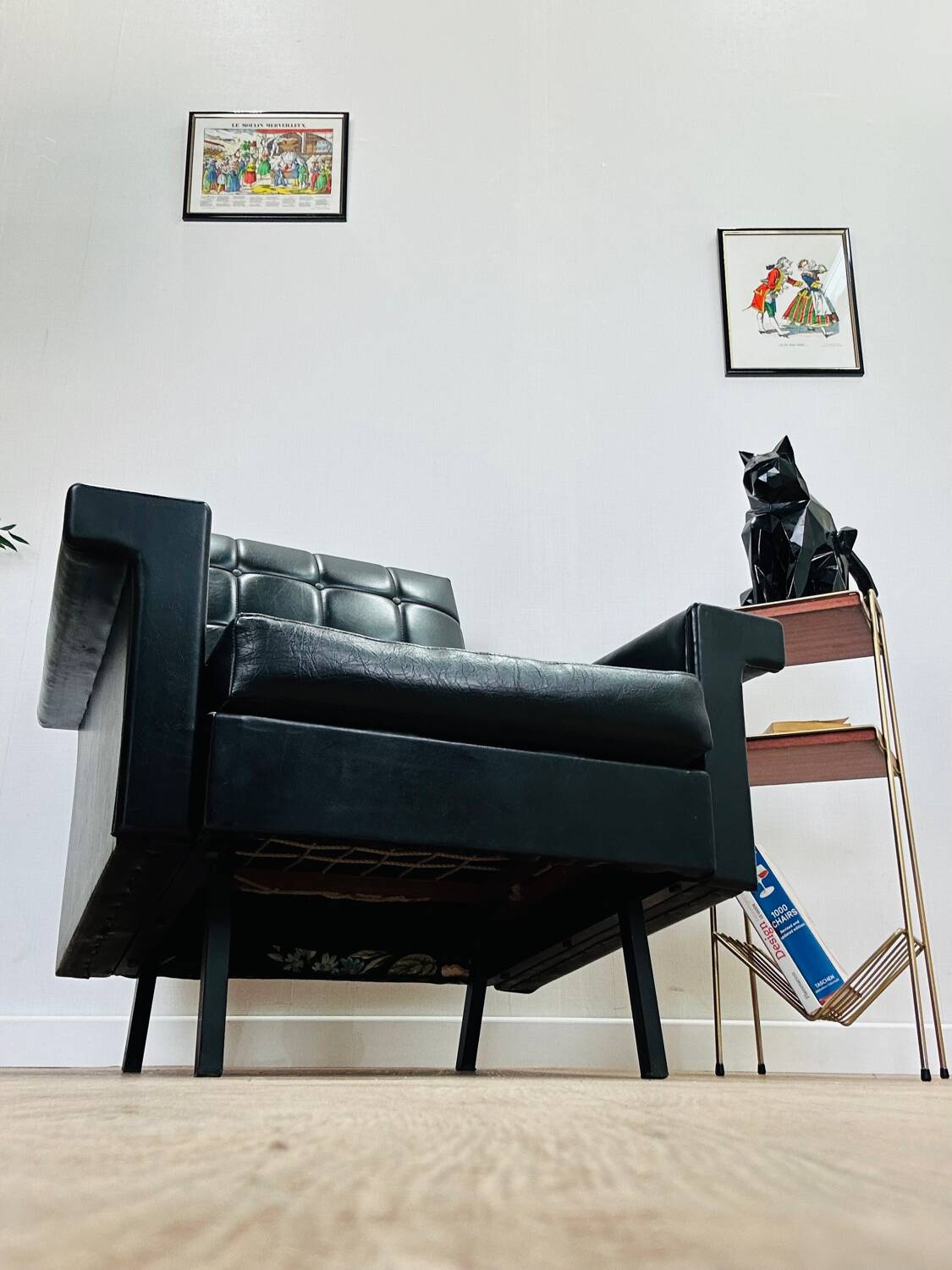 Black skaï armchair