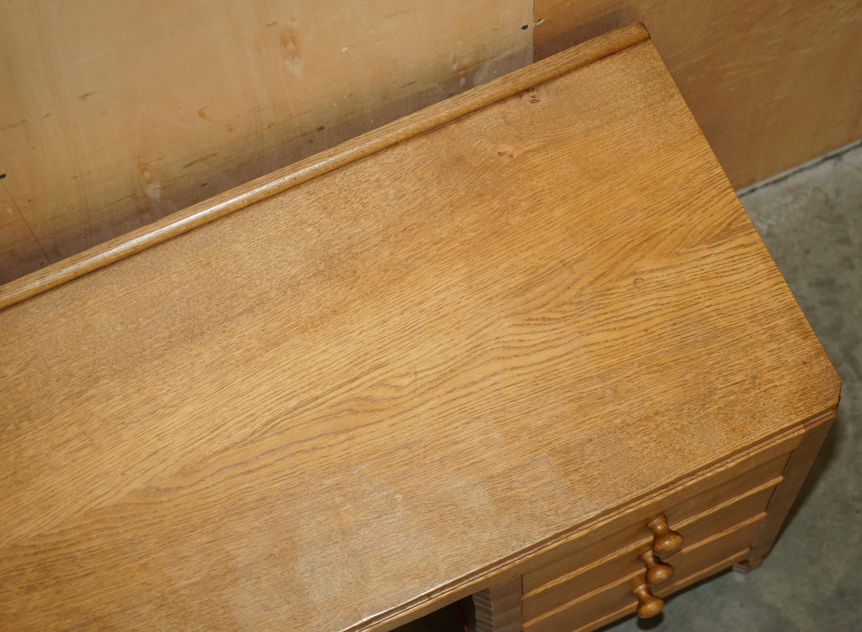 Vintage 1970 tripod desk by Robert Mouseman Thompson with a planed top.