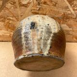 Ancienne cruche huile jarre double anse grès vernissé gris vintage