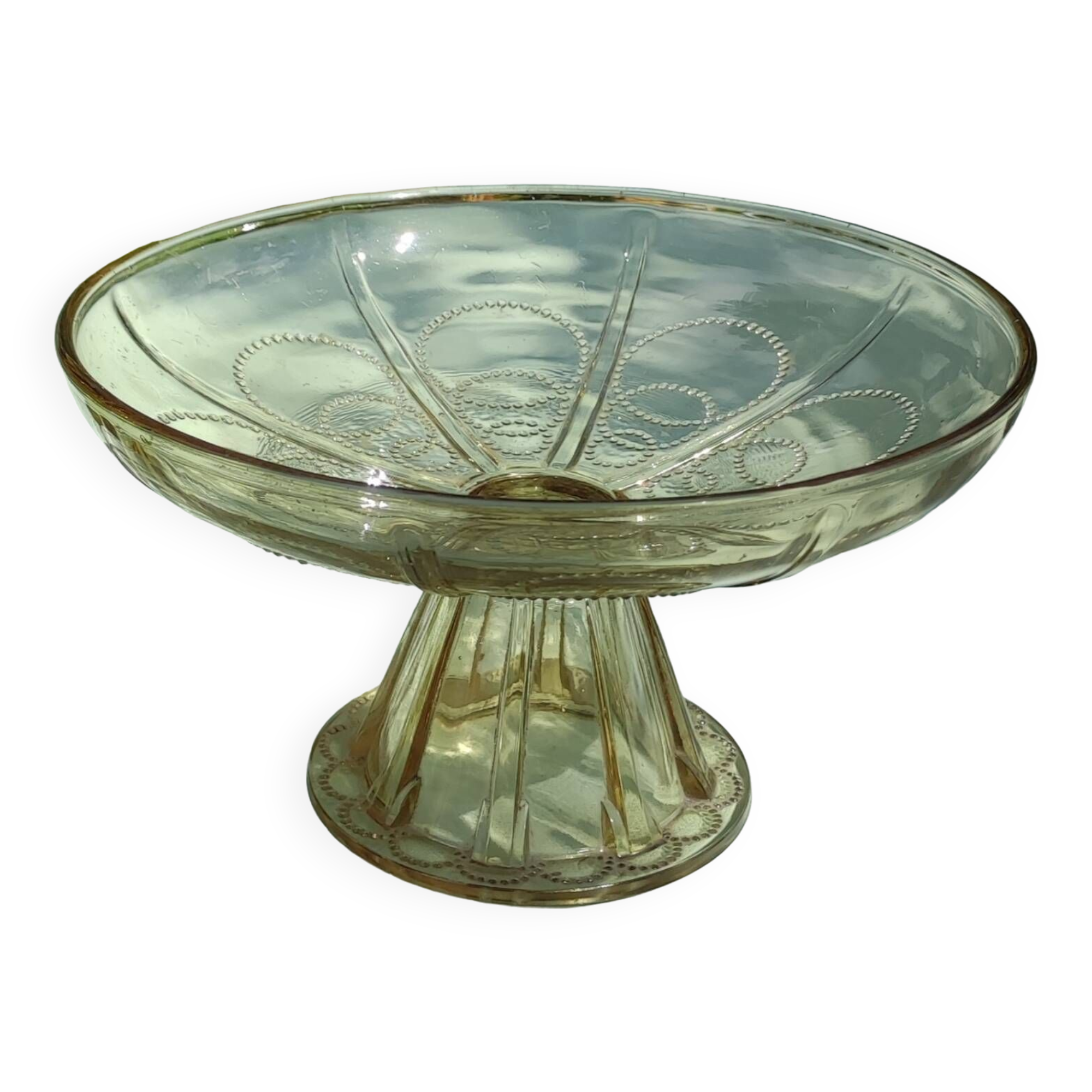 Old fruit bowl and smoked glass compotier