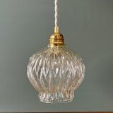 Vintage globe pendant light in molded glass