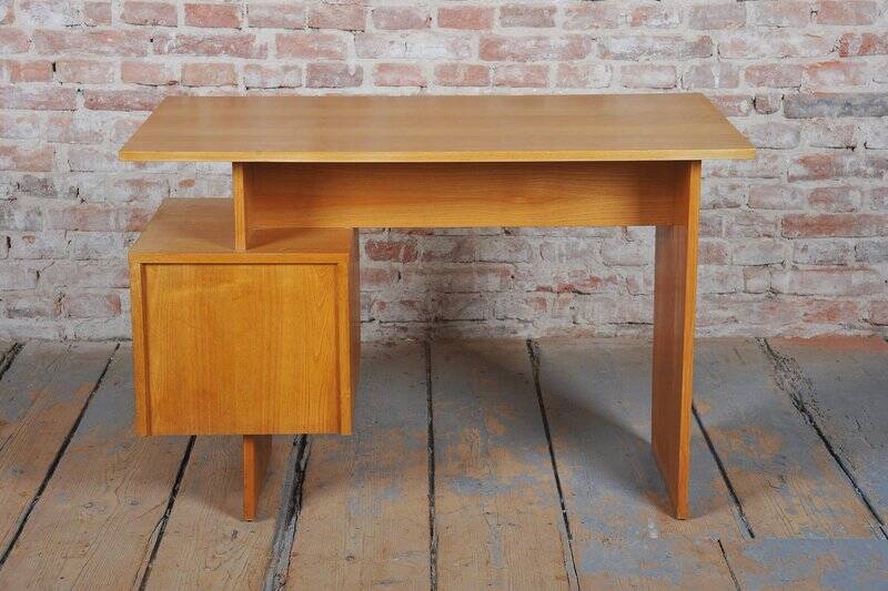 Mid-Century Modern Writing Desk in Oak by B. Landsman, Czech, 1950s
