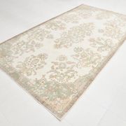 Tapis vintage à motif floral oriental beige et crème 6x11, 189x329 cm