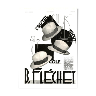 Affiche vintage années 30 Chapeau Fléchet