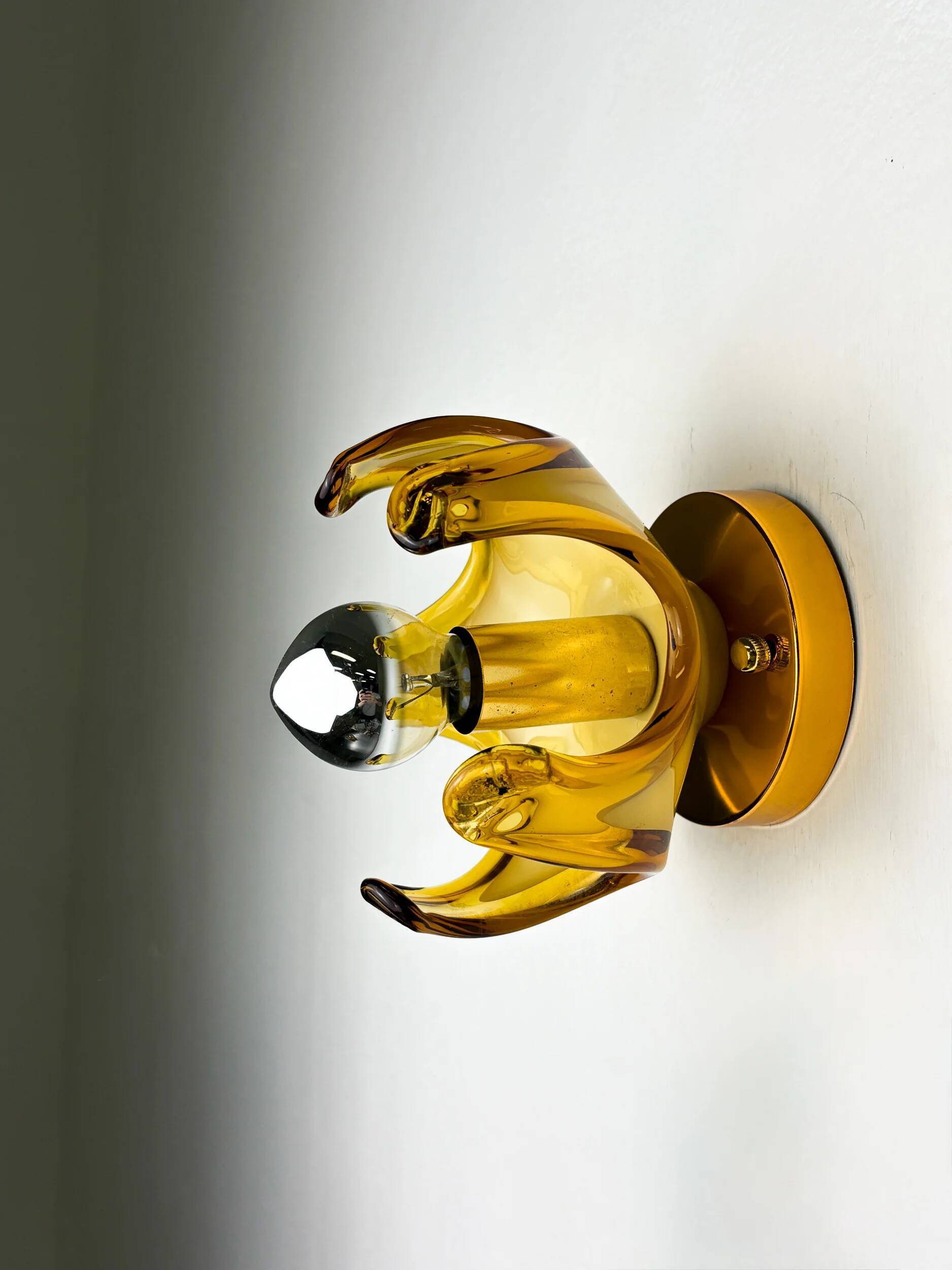 Carlo Nason sconce for Mazzega Murano, orange Murano blown glass Italy, 1970s