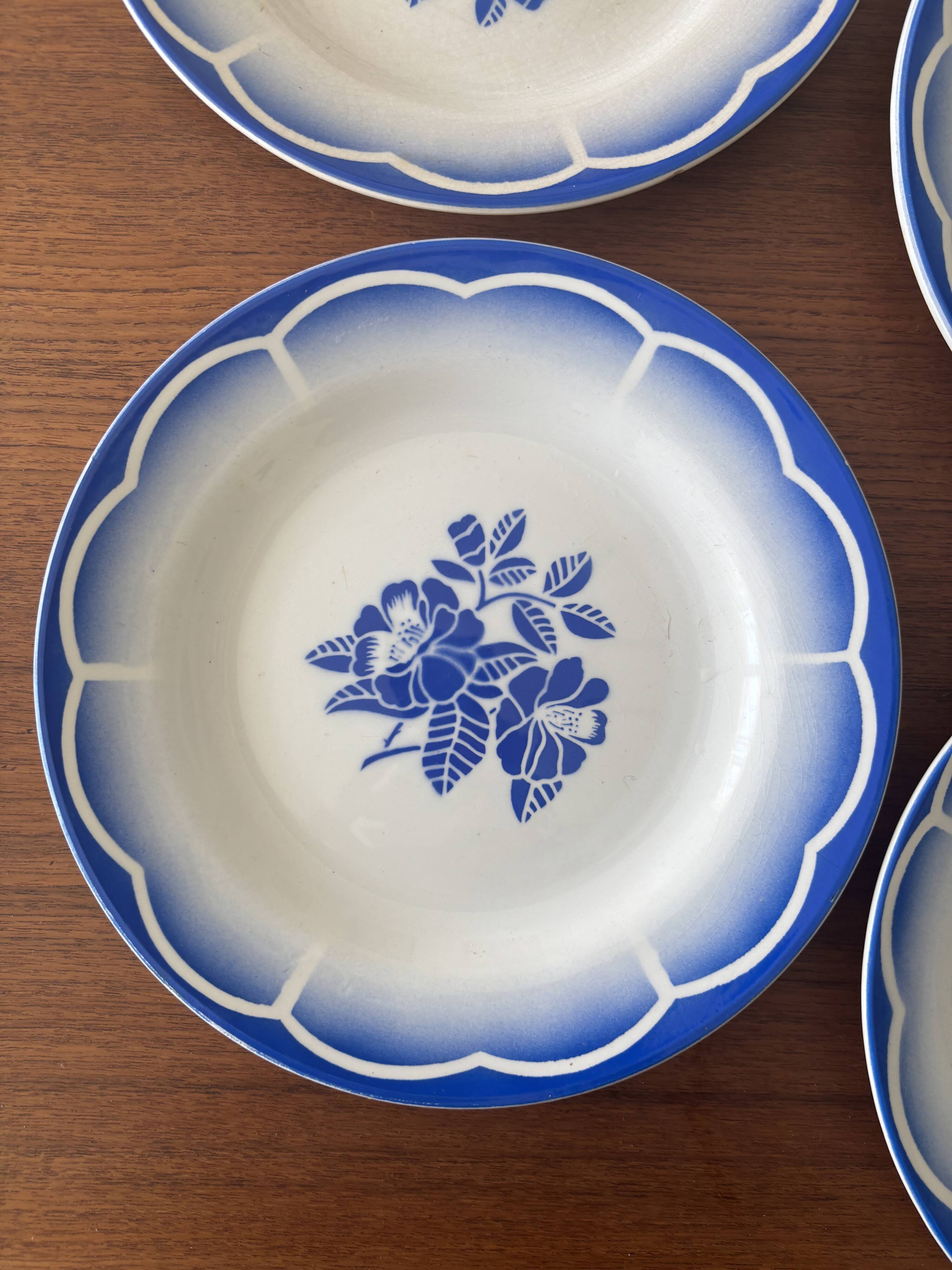 Set of 6 flat plates Digoin Sarreguemines Marsac • Vintage tableware