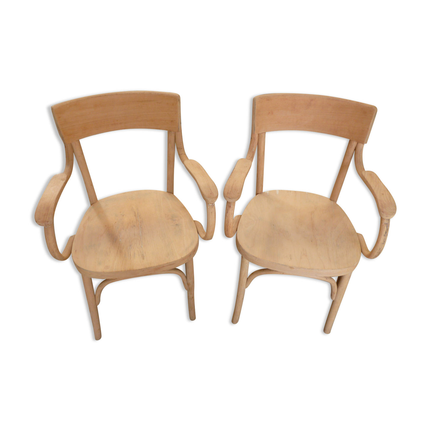 Paire de fauteuil en hêtre et bois courbés