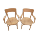 Paire de fauteuil en hêtre et bois courbés