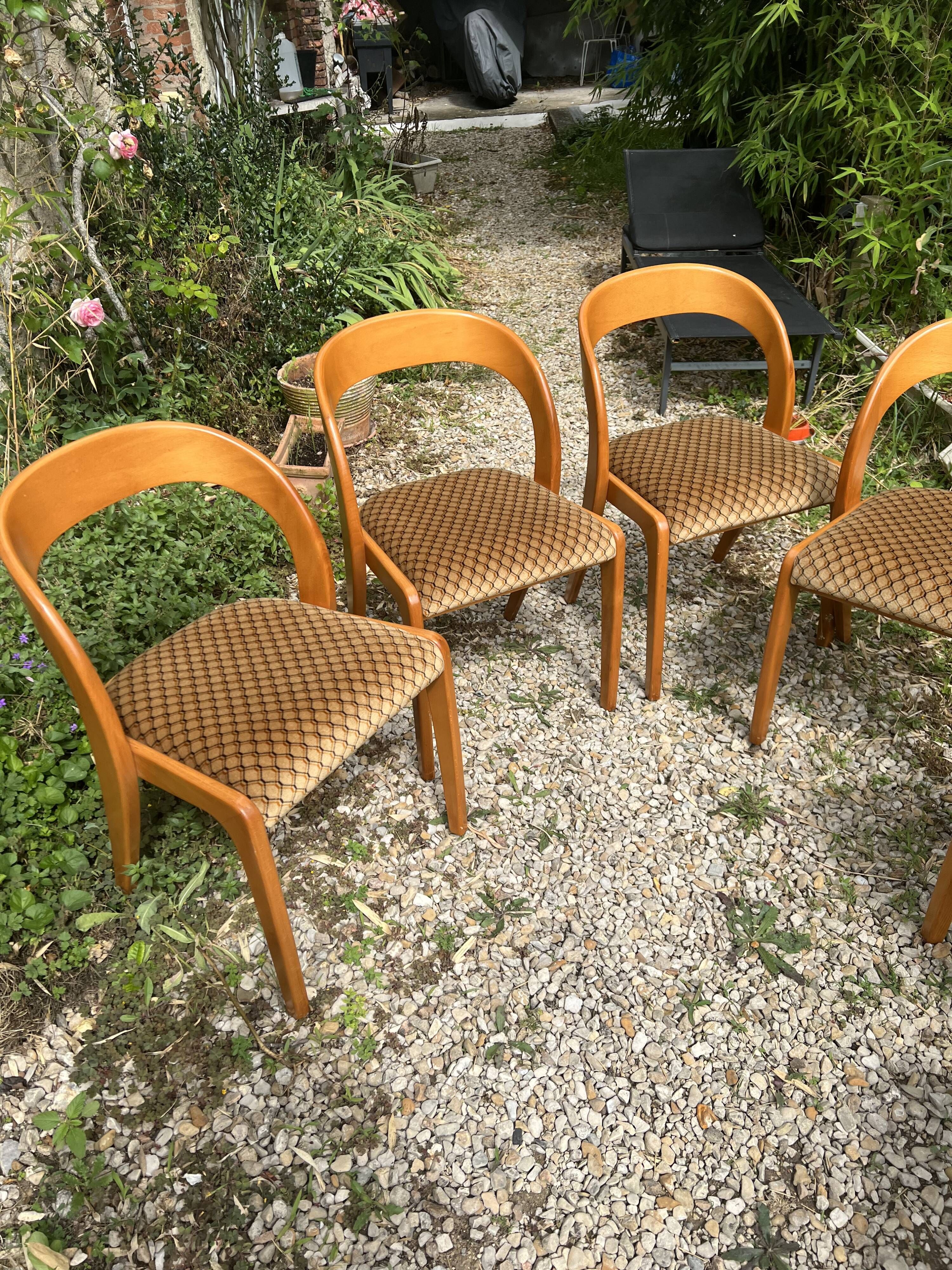Lot De 6 Chaises Gondoles – Style Années 70 – Self Esprit Baumann – Occasion Très Bon État