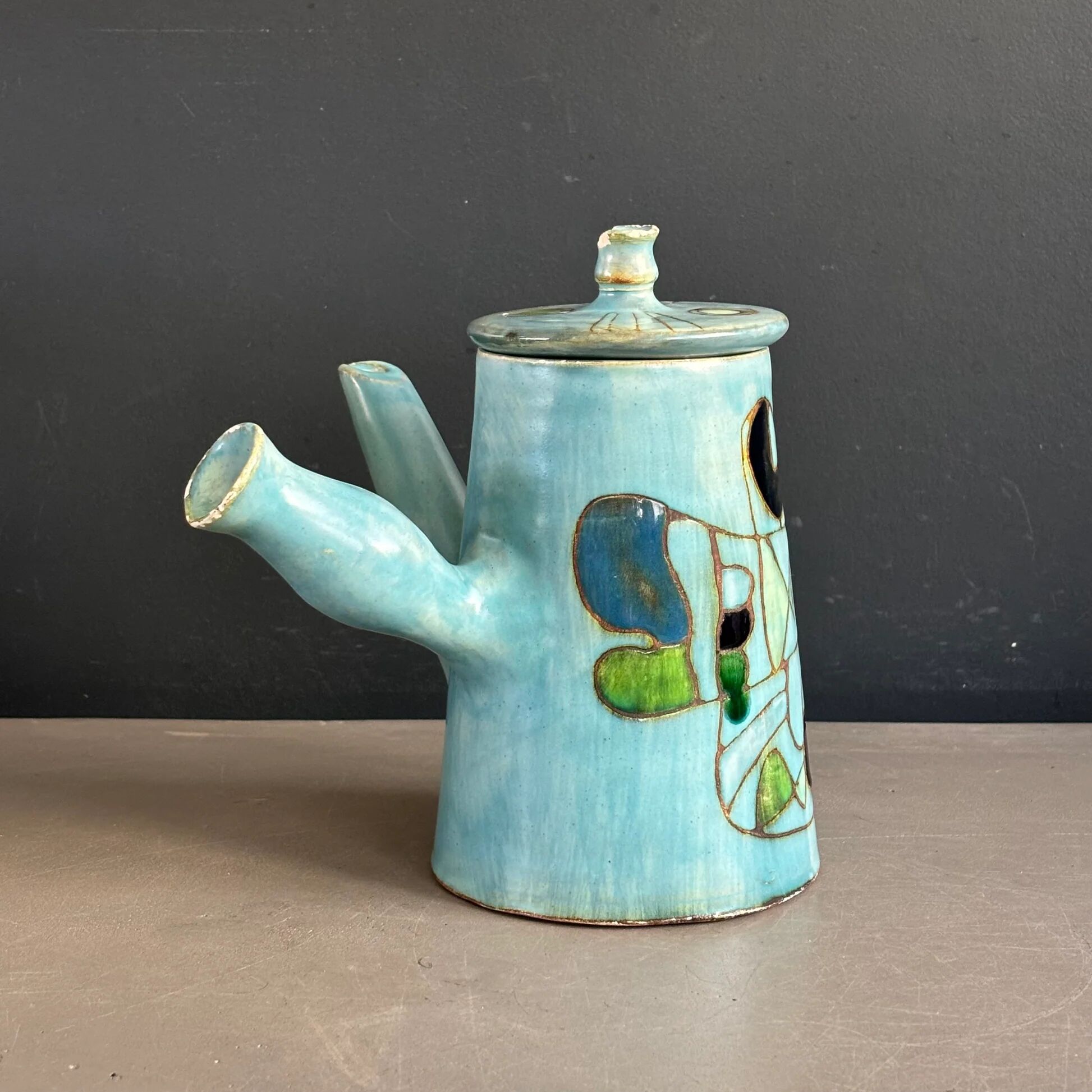 Ceramic teapot by Marie-Christine Treinen - Vallauris - Ref 1396