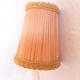 5 lampshades with clips for chandelier, 60s, pleated taffetas peach and golden trimmings