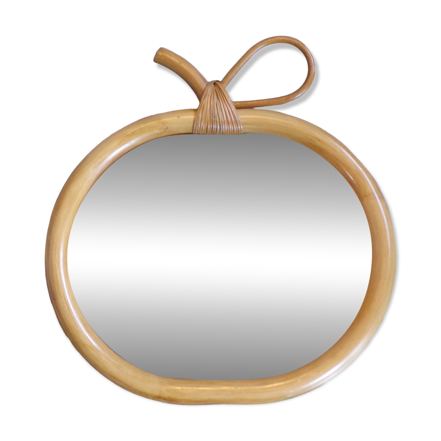Vintage rattan apple mirror