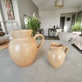 Set of two Village de France stoneware pitchers
