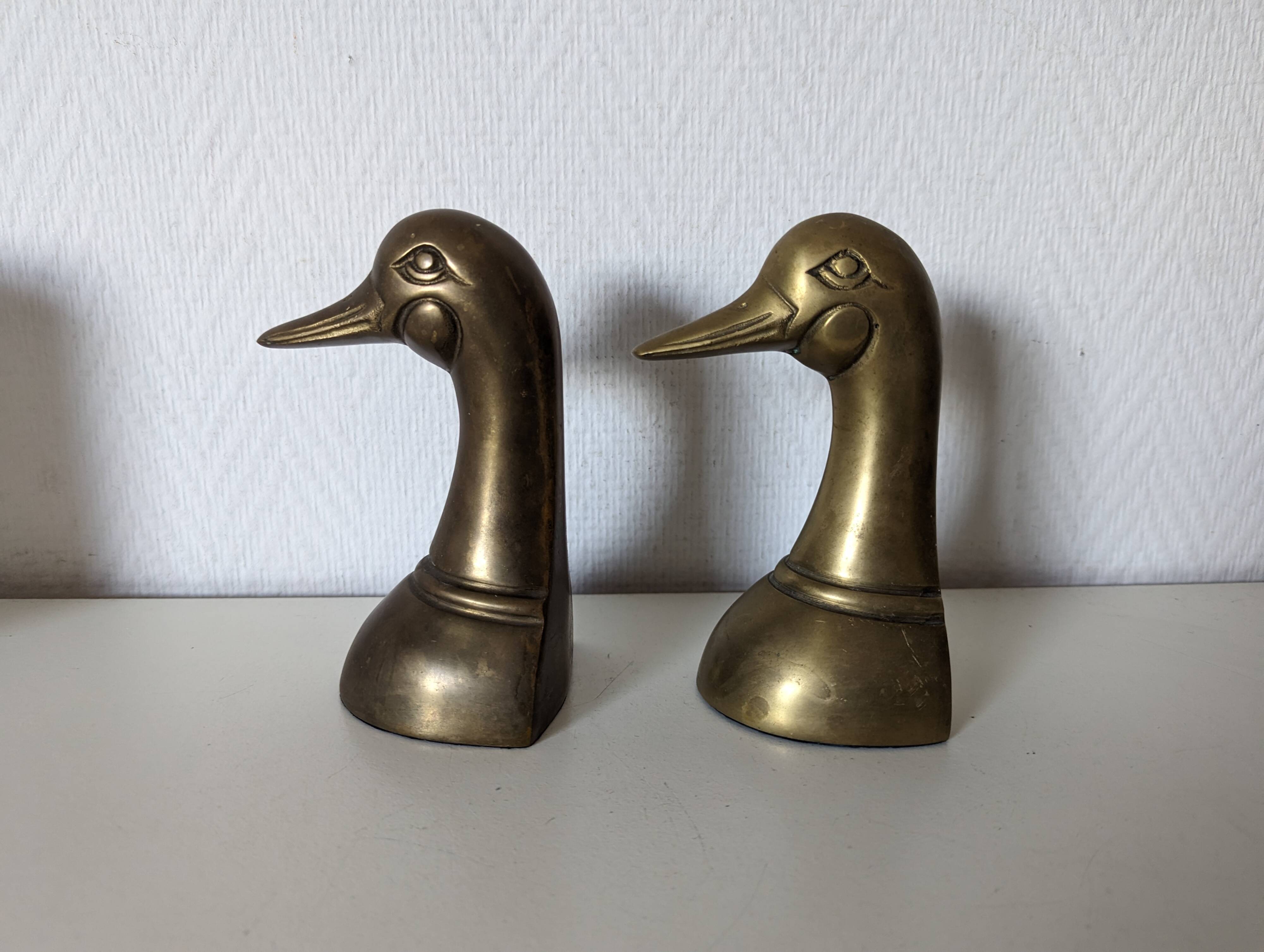 Serre-livres en laiton en forme de canard