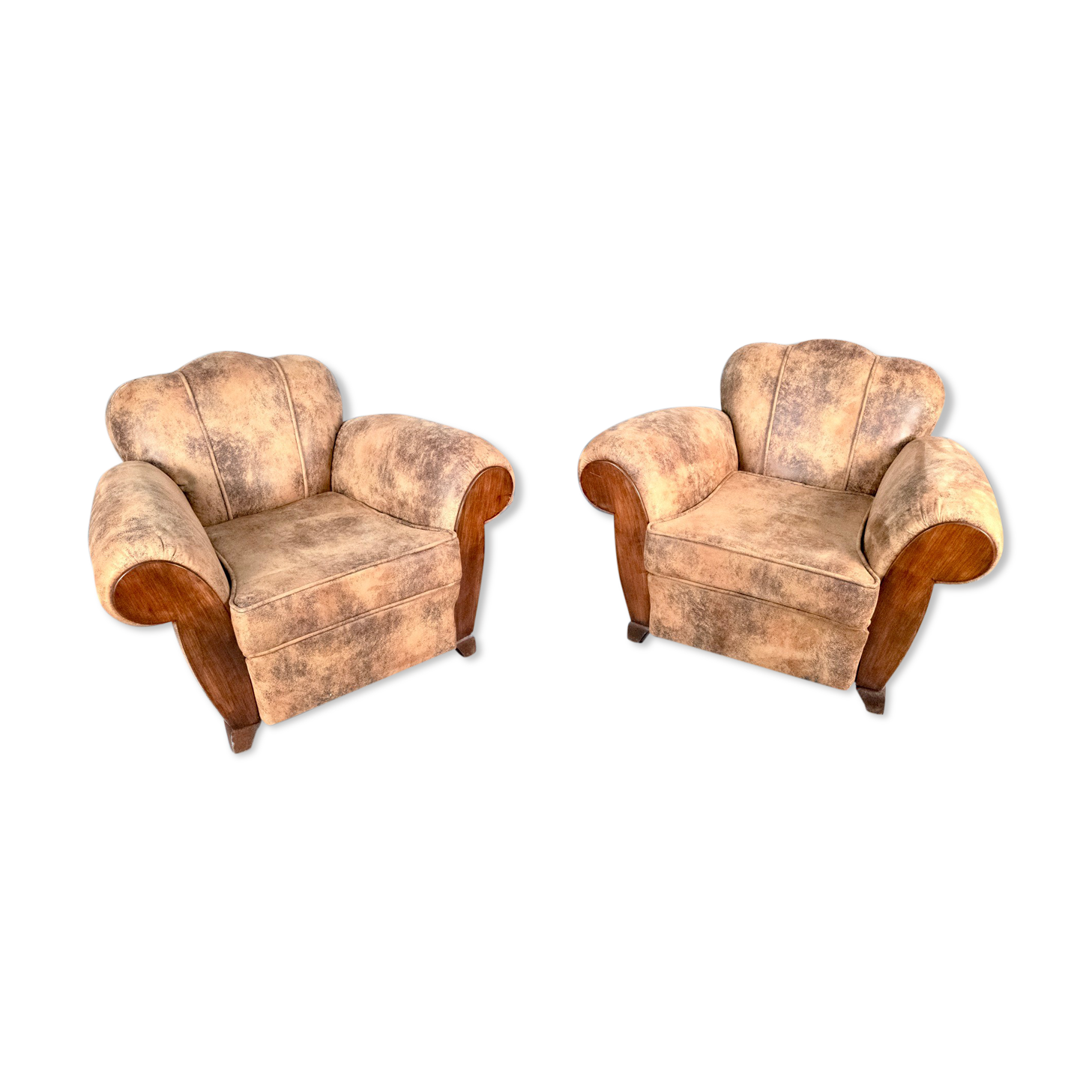 Pair of club deco armchairs