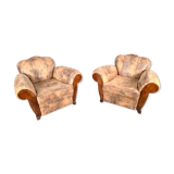 Pair of club deco armchairs