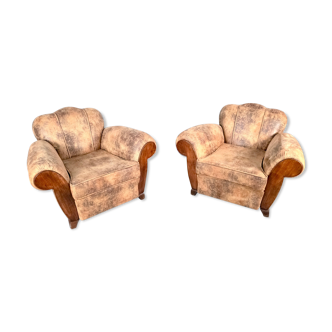 Paire de fauteuils club art deco