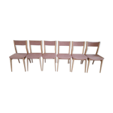 6 original Scandinavian chairs in light solid wood
