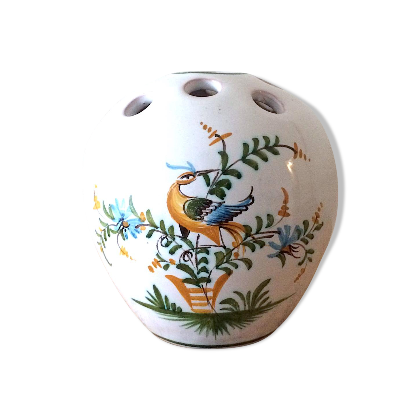 Vase lallier earthenware flowers in Moustiers