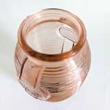 Pair of Art Deco pink moulded glass vases