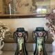 Pair of Art Nouveau slipware vases, hand-painted decoration.