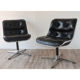 Pair of leather swivel armchairs by Charles Pollock for Knoll 1960