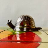 Vintage snail-shaped butter dish - zinc and silver metal - EP Zinc Alloy