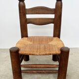 Dudouyt style straw-seated fireplace chair