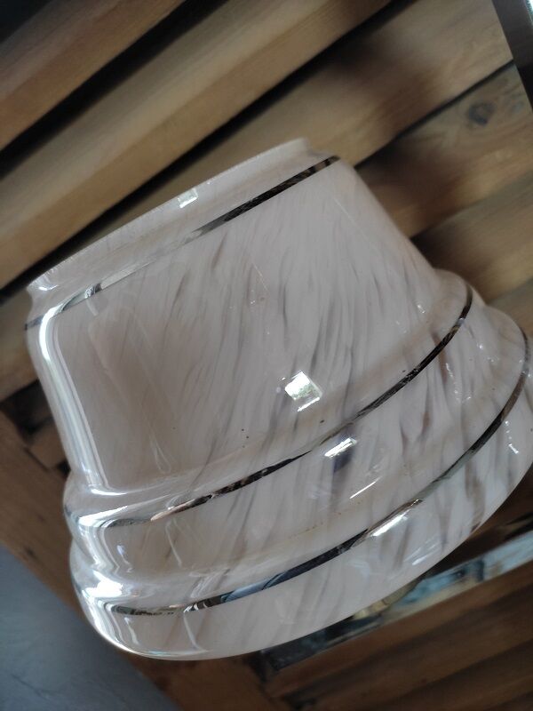 Chandelier support stainless steel globe tulip glass Clichy pink