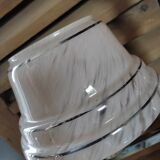 Lustre support inox globe tulipe verre Clichy rose