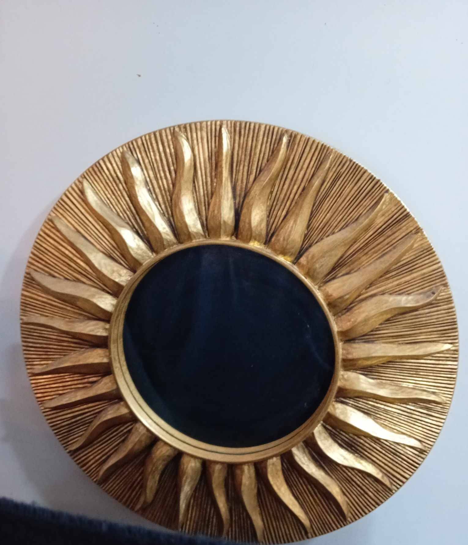 Sun mirror in gold-leaf resin from the 70s