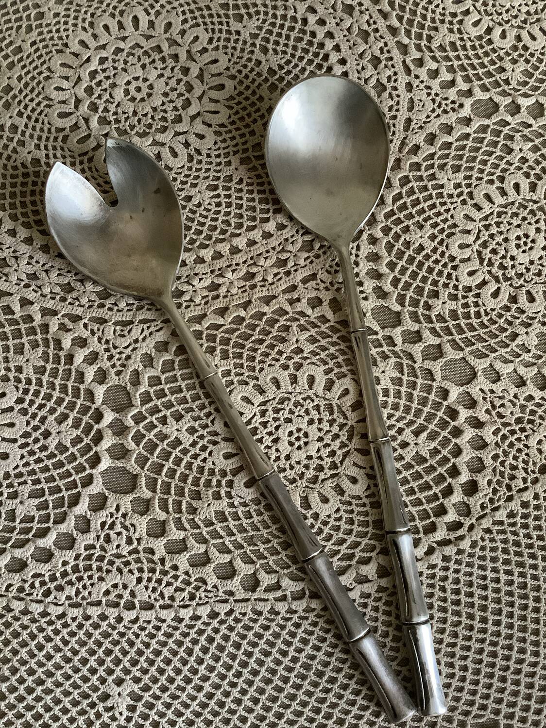 Silver-plated salad servers, Italy 1980