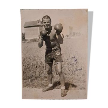 Photographie ancienne, originale, grand format, boxer avant guerre.