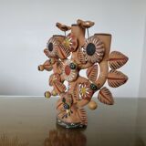 Chandelier, Mexican candlestick "tree of life" terracotta, 1970