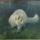 Cat in the garden, oil on canvas by Arthur Heyer, 1910s.