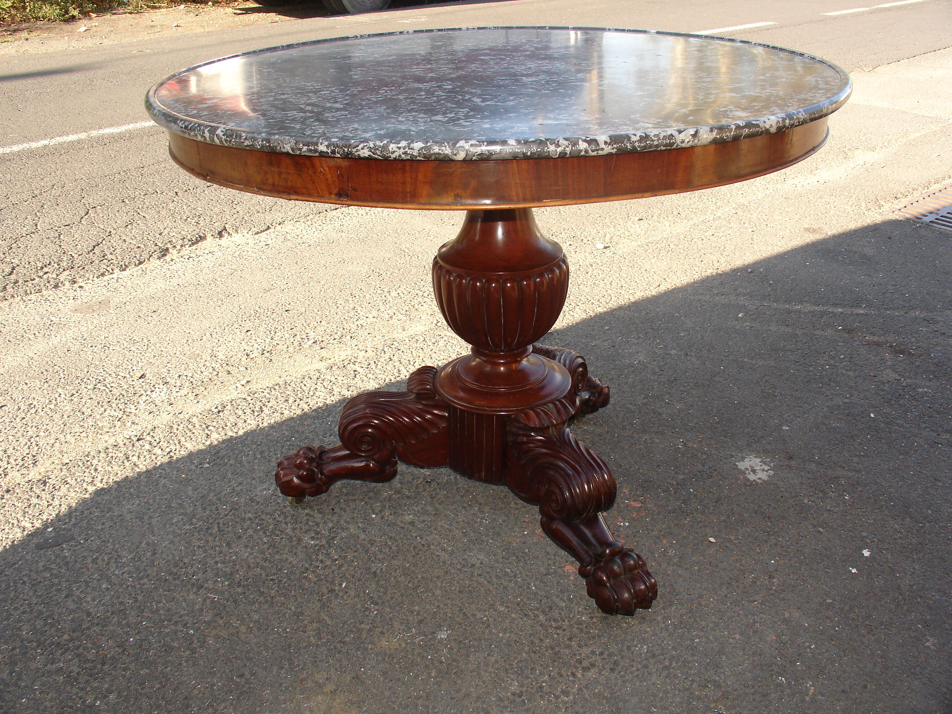 Table drum time empire with its marble Bowl st anne