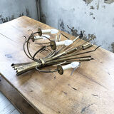 Gold metal reeds flowering wall light