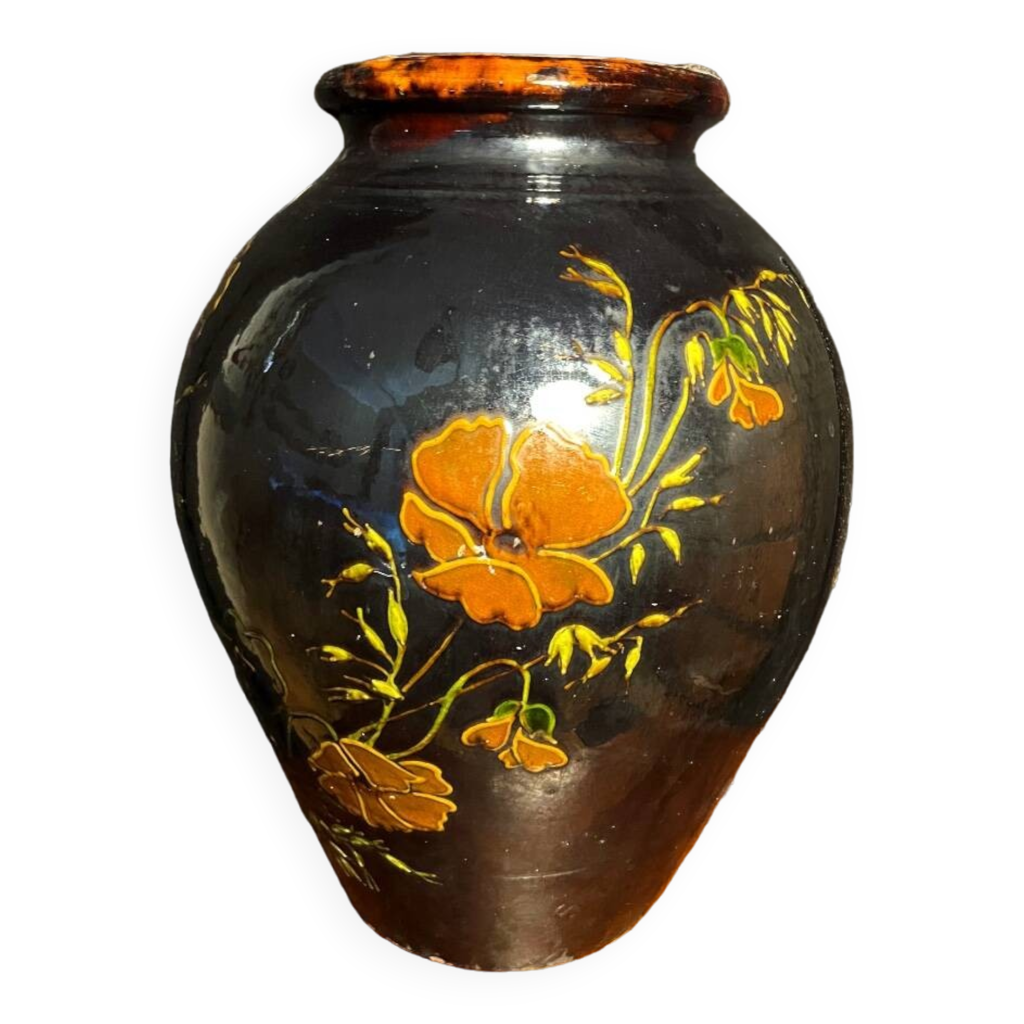 Large French folk art vase
