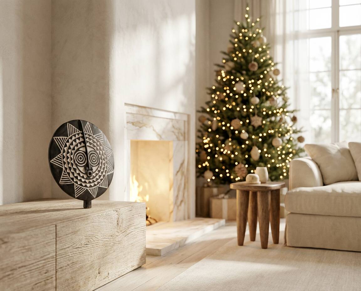 Tribal solar mask Bwa Ø40 — the eye of the zenith