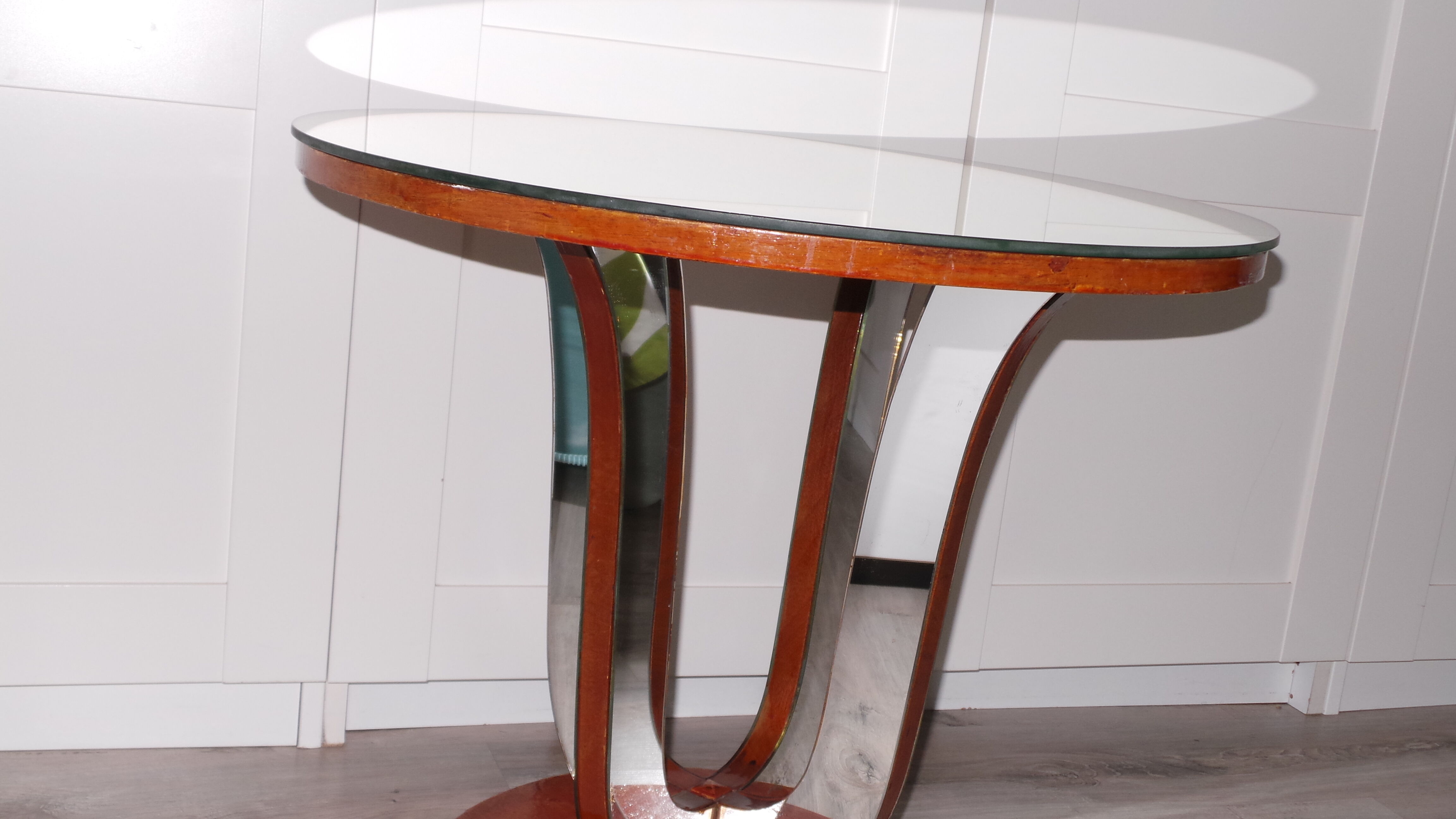 Vintage art deco all-mirror side table, 1940s